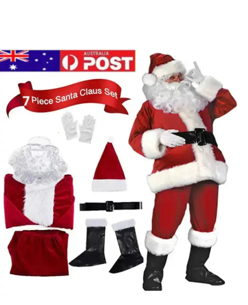 Santa Claus Suit Costume 7 pcs  (EXTRA LARGE) Santas Workshop Direct