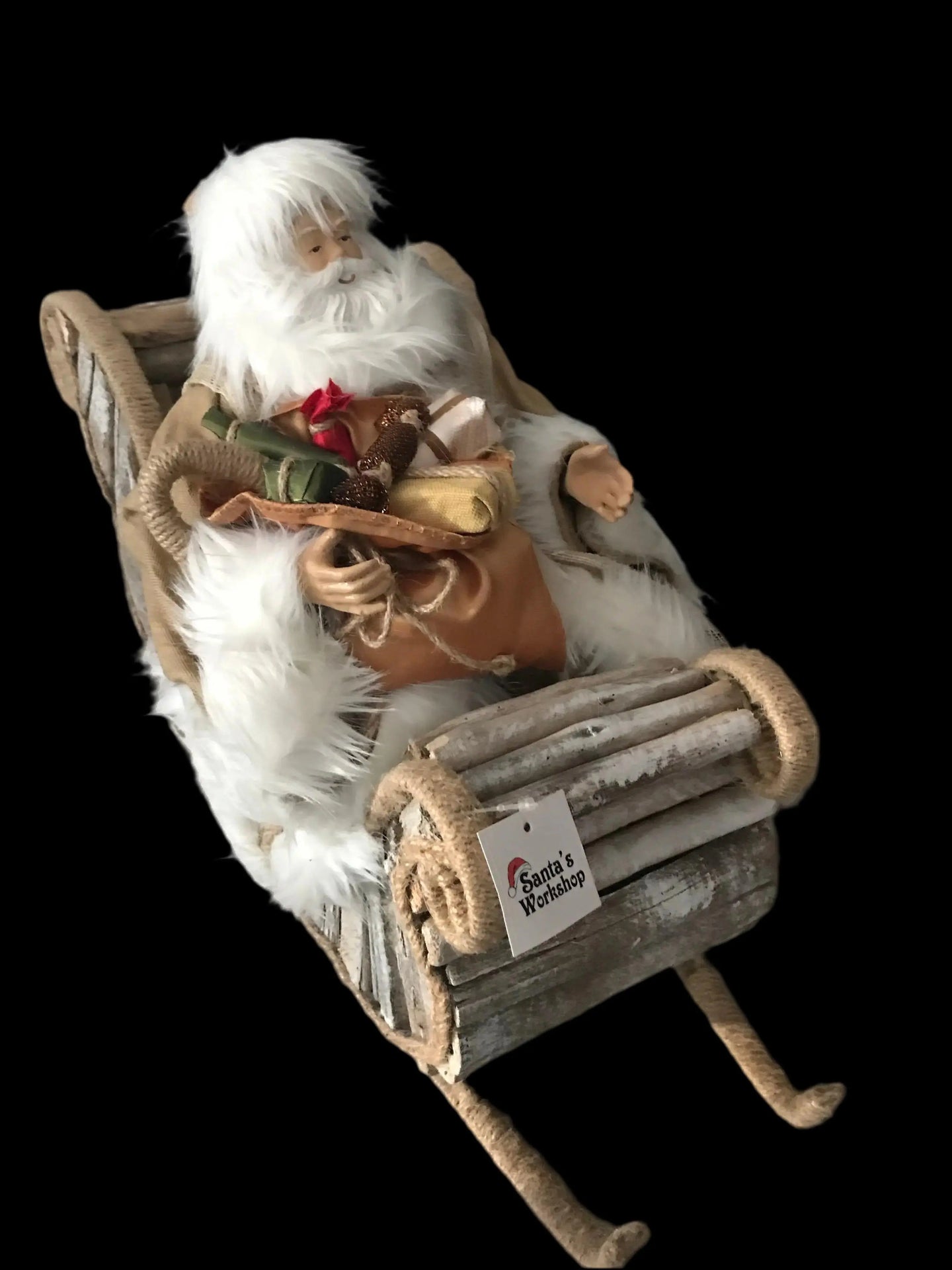 Santa Claus in driftwood sleigh - 40cm approx Santas Workshop Direct