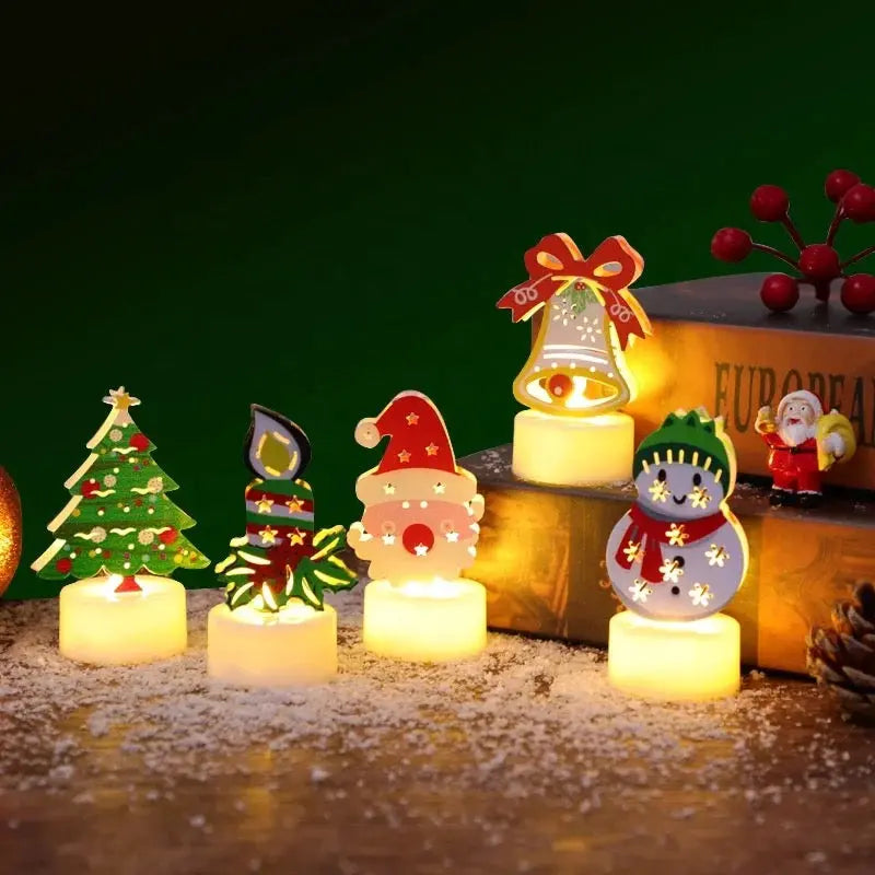 Santa LED Tea Candles Light Battery Power CHristmas Table decrations christmas Tree Santas Workshop Direct