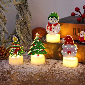 Santa LED Tea Candles Light Battery Power CHristmas Table decrations christmas Tree Santas Workshop Direct