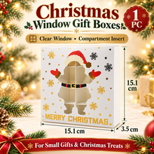 6pcs Christmas chocolate candy goodie paper boxes with window Xmas party favour small gift packaging Gold stamping paper boxes