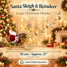 37" (95cm) Christmas Decoration Santa Claus with Reindeers on Sleigh – Large Indoor Holiday Display, Festive Christmas Decor