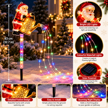 PRE ORDER-75cm Solar Santa Claus Christmas Garden Light – Colourful LED Waterfall Watering Can, Outdoor Christmas Decoration – 1 Set