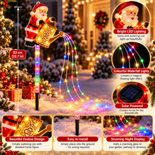 PRE ORDER-75cm Solar Santa Claus Christmas Garden Light – Colourful LED Waterfall Watering Can, Outdoor Christmas Decoration – 1 Set