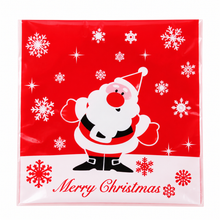 20PCS Christmas Santa Cookie & Candy Gift Bags 10×10cm – Red Snowflake Treat Bags for Cookies, Lollies & Party Favours
