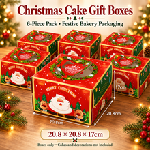 6PCS Christmas Cake Boxes 20cm | Holiday Bakery Gift Boxes for Cakes
