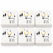 6PCS Christmas Reindeer Cookie Bakery Gift Boxes – White & Gold Treat Packaging for Cookies, Cupcakes, Candy & Desserts, 14 × 14 × 5cm