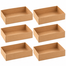 6 Pack Large Kraft Grazing Boxes No Lids – 27 × 16.5 × 6cm Charcuterie, Bakery, Hamper & Gift Packaging Trays