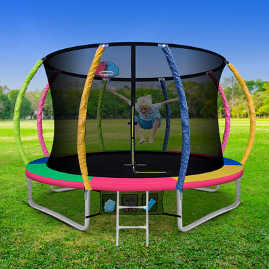 Everfit 10FT Trampoline for Kids w/ Ladder Enclosure Safety Net Rebounder Colors - Santas Workshop Direct 