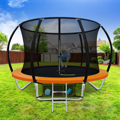 Everfit 8FT Trampoline for Kids w/ Ladder Enclosure Safety Net Rebounder Orange - Santas Workshop Direct 