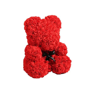 Teddy bear Rose Soap Flowers Valentines Day / Mothers Day 25 cm with light Santas Workshop Direct