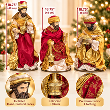 Large Handmade Christmas Nativity Set – 19.25" Holy Family, 18.75" Three Wise Men & 19.5" Angel | Premium Religious Christmas Manger Scene Decoration