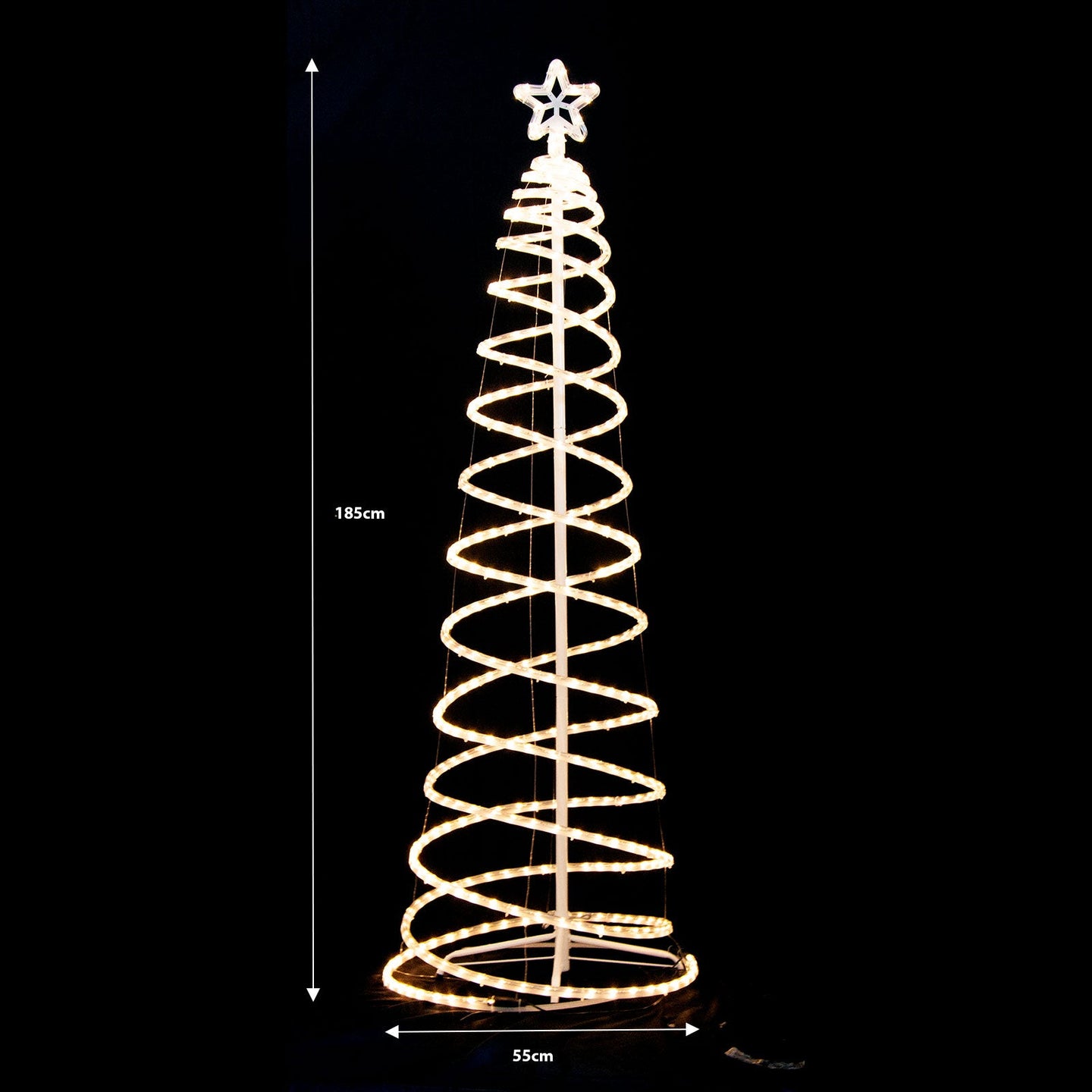 Samland Led 185cm Spiral Rope Light Christmas Tree Star Motif Warm White - Santas Workshop Direct 