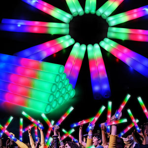 16PCS Foam Glow Sticks, Foam Light Up Sticks with 3 Modes Colorful Flashing, Glow Stick Bulk Party Pack, Glow in Dark Party Supplies, LED Foam Sticks Bulk for Wedding, Raves, Concert, Halloween - Santas Workshop Direct 