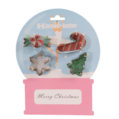 Bread and Butter Cookie Cutter - Snowglobe, Card, Tree, Candy Cane - 4 Pack - Santas Workshop Direct 