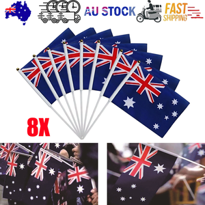 Small Waver Hand Held Aussie Flags Party Supplies Banner AU 8pcs Australia Flag - Santas Workshop Direct 