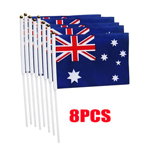 Small Waver Hand Held Aussie Flags Party Supplies Banner AU 8pcs Australia Flag - Santas Workshop Direct 