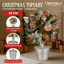 Christabelle 36cm Christmas Tabletop Topiary Tree Jewelled Baubles, Berries, Flowers and Pine Cones Festive Decoration - Santas Workshop Direct 