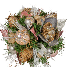 Christabelle 36cm Christmas Tabletop Topiary Tree Jewelled Baubles, Berries, Flowers and Pine Cones Festive Decoration - Santas Workshop Direct 