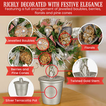 Christabelle 36cm Christmas Tabletop Topiary Tree Jewelled Baubles, Berries, Flowers and Pine Cones Festive Decoration - Santas Workshop Direct 