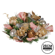 Christabelle 26cm Christmas Centrepiece Lush Green Holiday w/Jewelled Baubles, Foliage, Flowers, Pine Cones, Ribbon - Santas Workshop Direct 