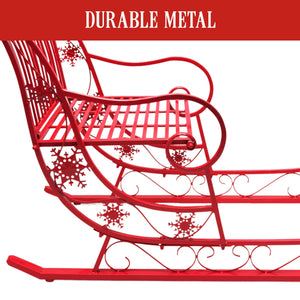 Christabelle Christmas Sleigh With Red Finish - Metal 150cm
