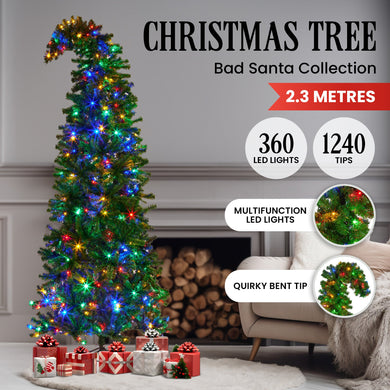 Christabelle Bad Santa 2.3m Curved Multicolour Pre-Lit Christmas Tree with 1240 Tips - Santas Workshop Direct 
