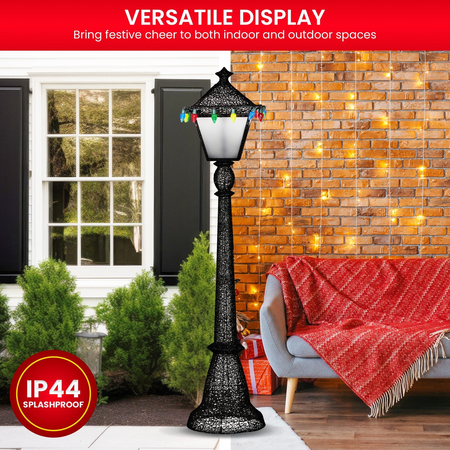 Christabelle Christmas Lamp Post Display 183cm With Lights - Santas Workshop Direct 
