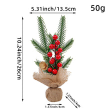 Mini Christmas Pine Tree Decoration - 10.24 Inches Tall with Red Berries and Burlap Base  (4 trees) - Santas Workshop Direct 