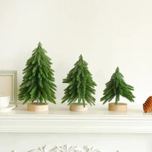 Miniature Artificial Pine Tree Decoration - 11.42 Inch Tabletop Christmas Tree with Wooden Base - Santas Workshop Direct 