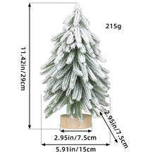 Miniature Snowy Artificial Pine Tree Decoration - 11.42 Inch Tabletop Christmas Tree with Wooden Base - Santas Workshop Direct 