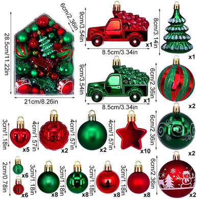 Automobile Model 72-Piece Christmas Bauble Set - Hand-Painted House and Round Ornaments - Santas Workshop Direct 