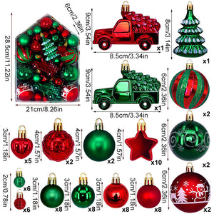 Automobile Model 72-Piece Christmas Bauble Set - Hand-Painted House and Round Ornaments - Santas Workshop Direct 