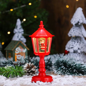 Festive LED Christmas Snow Globe Lantern - Glittering Tabletop Decoration with Santa/Snowman Scene, Dual Power(white)