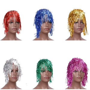 Party tinsel wig-assorted colour - Silver - Santas Workshop Direct 