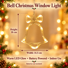 PRE ORDER 4pcs, Christmas Hanging Suction Cup LED Ornaments, Party Packs, Christmas Decorations, Polaris Snowflake Tree Bell Shaped String Lights, Window, Curtain, Battery Powered, Party Decorations, Christmas Lights, (Battery Not Included)