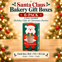 6-Pack Santa Claus Christmas Bakery Gift Boxes – Treat Boxes for Holiday Gifts, & Christmas Parties