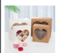6pcs Kraft Heart Bakery Cupcake box  (20.8 x 19.5x 7.5 cm) 6 holes
