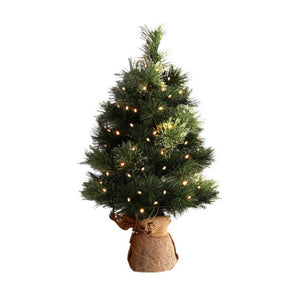 Christmas Tree 60CM Mini Tabletop 8 Light Modes Timer Xmas Tree - Santas Workshop Direct 
