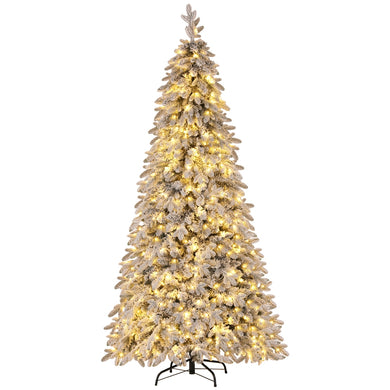 Jingle Jollys Christmas Tree 2.1m Flocking Pencil Tree LED Xmas 860 Tips White - Santas Workshop Direct 