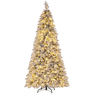 Jingle Jollys Christmas Tree 2.1m Flocking Pencil Tree LED Xmas 860 Tips White - Santas Workshop Direct 