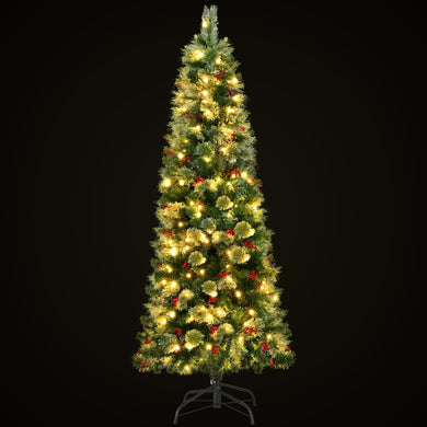 Jingle Jollys Christmas Tree 1.8M LED Xmas Tree Party Decorations Red Barries - Santas Workshop Direct 