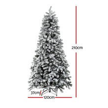 Christmas Tree 2.1m Snow Flocked LED Xmas Decoration 8 Light Modes - Santas Workshop Direct 