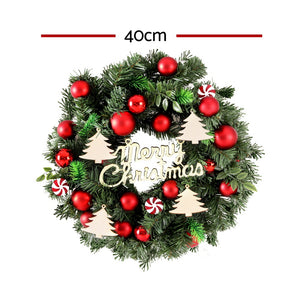 Christmas Wreath 40CM Xmas Garland Baubles Ornaments Party Decor - Santas Workshop Direct 