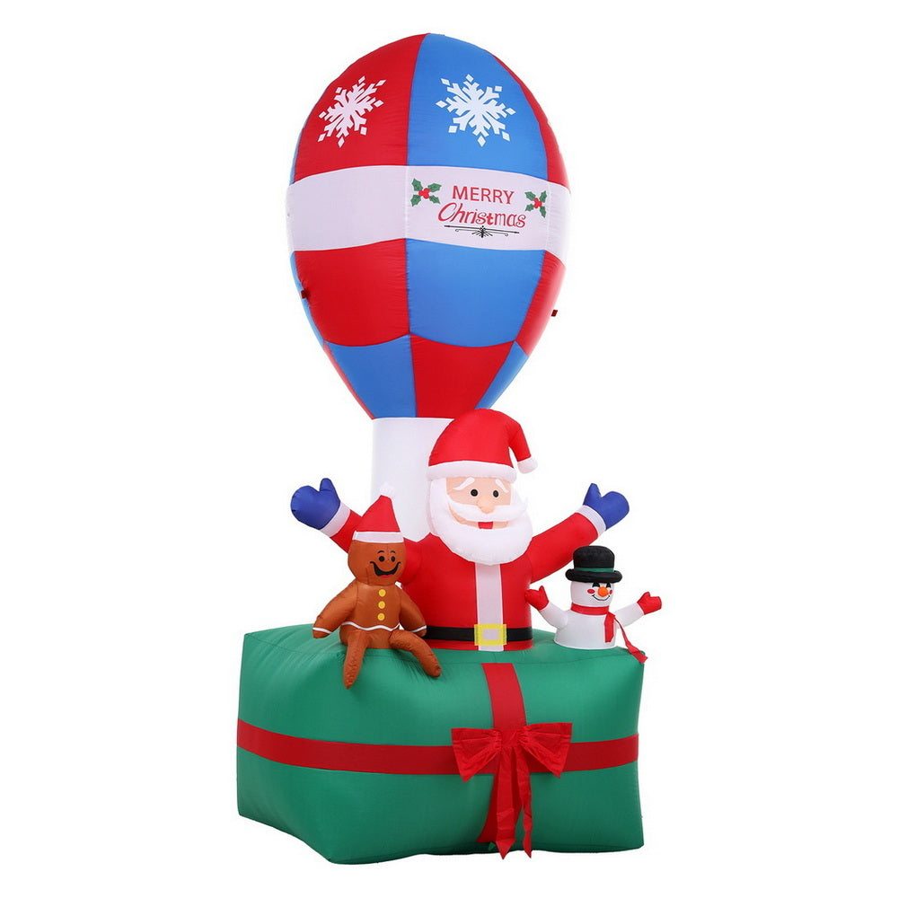Jingle Jollys Christmas Inflatable Santa in Ballon 2.8M Height LED Decorations Illuminated - Santas Workshop Direct 