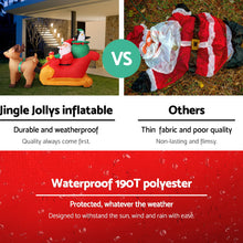 Jingle Jollys Christmas Inflatable Santa Sleigh 2.2M Illuminated Decorations - Santas Workshop Direct 