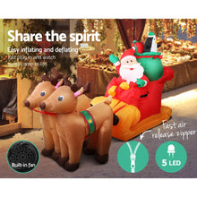 Jingle Jollys Christmas Inflatable Santa Sleigh 2.2M Illuminated Decorations - Santas Workshop Direct 