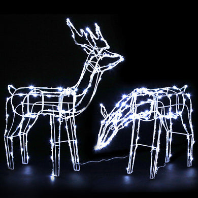 2 PCS Christmas Lights Reindeers 200 LED Decorations Jingle Jollys - Santas Workshop Direct 