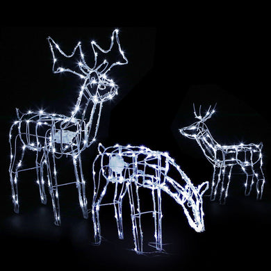3 PCS Christmas Lights Reindeers 250 LED Decorations Jingle Jollys - Santas Workshop Direct 