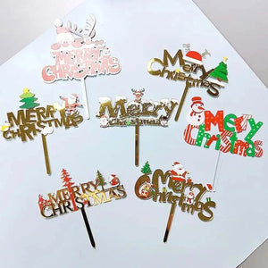 Xmas Party Supplies Cake Topper Acrylic Décor Double Layer Merry Christmas  Santas Workshop Direct